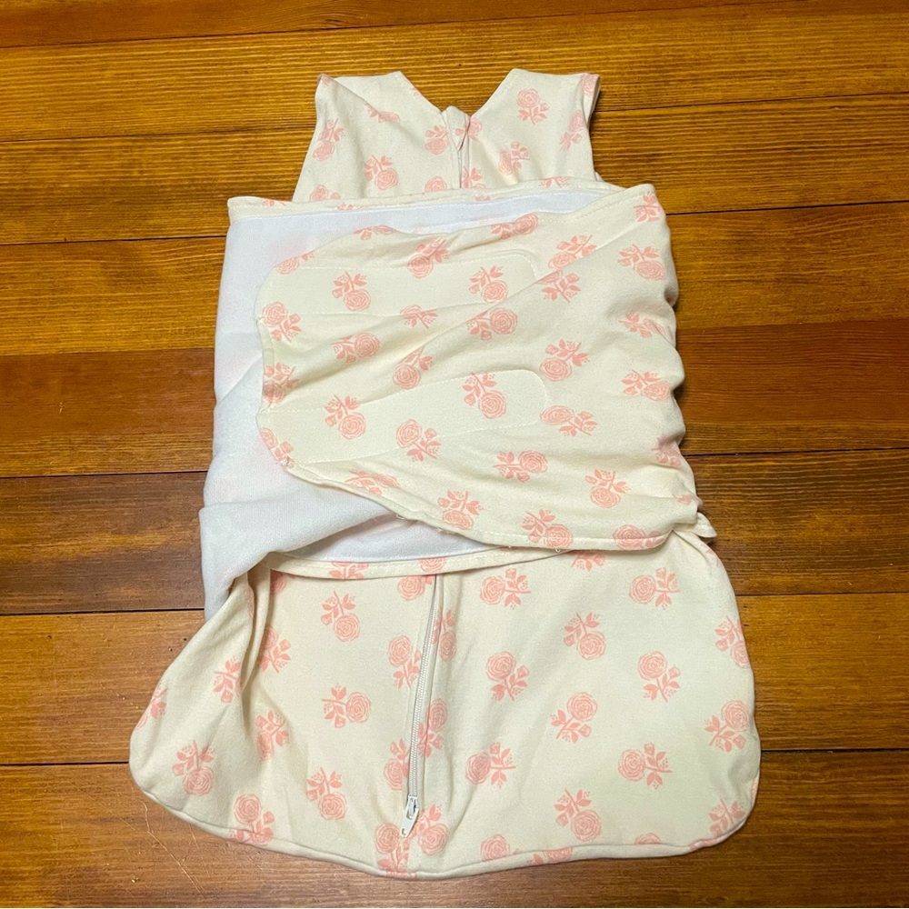 Halo SleepSack Swaddle in Cream with Light Pink Floral Size Newborn